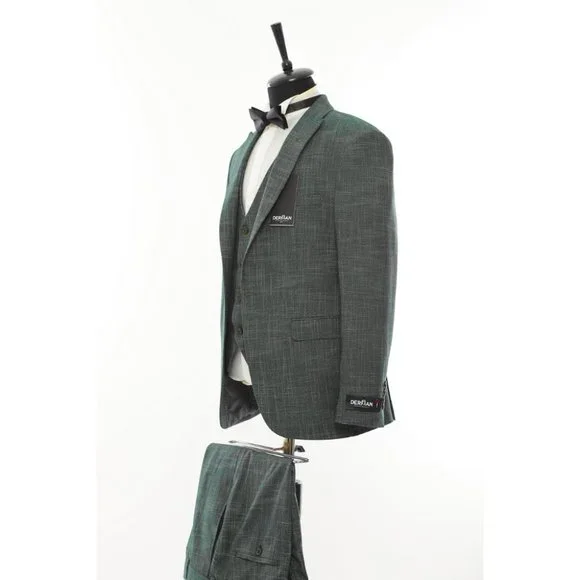 Derman Green Classic Patterned Fabric 3 Pieces Suits